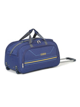 Load image into Gallery viewer, Navy Printed Medium Duffel Trolley Bag