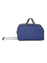 Load image into Gallery viewer, Navy Printed Large Duffel Trolley Bag