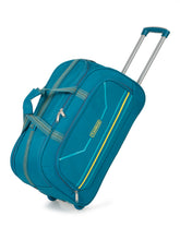 Load image into Gallery viewer, Teal Printed Medium Duffel Trolley Bag
