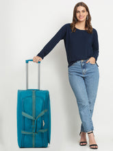 Load image into Gallery viewer, Teal Printed Large Duffel Trolley Bag