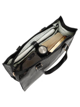Load image into Gallery viewer, Women's Black Croco & Solid Leather Tote Bag