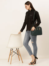 Load image into Gallery viewer, Women green Texture Leather Handheld Bag
