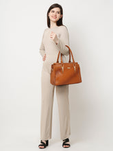 Load image into Gallery viewer, Women Tan Texture Leather Handheld Bag