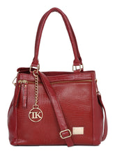 Load image into Gallery viewer, Women Red Texture Leather Structured Handheld Bag