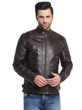 Load image into Gallery viewer, Men Solid Choco Brown Leather Jacket