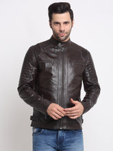 Load image into Gallery viewer, Men Solid Choco Brown Leather Jacket