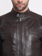 Load image into Gallery viewer, Men Solid Choco Brown Leather Jacket