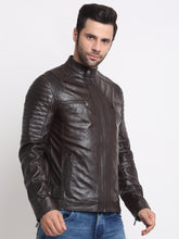 Load image into Gallery viewer, Men Solid Choco Brown Leather Jacket