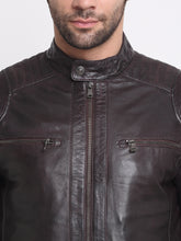Load image into Gallery viewer, Men Solid Mocca Leather Jacket