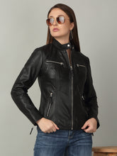 Load image into Gallery viewer, Women Sleek Black Leather Jacket