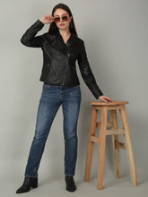Load image into Gallery viewer, Women Classic Black Biker Leather Jacket