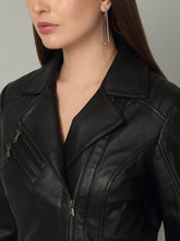 Load image into Gallery viewer, Women Classic Black Biker Leather Jacket