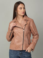 Load image into Gallery viewer, Women's Rose Leather Biker Jacket