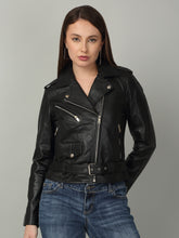 Load image into Gallery viewer, Women's Classic Leather Biker Jacket