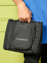 Load image into Gallery viewer, Teakwood Unisex Travel Toiletry Bag | Premium Hanging Travel Organizer Kit | Water-Resistant Grooming & Cosmetic Pouch with Multiple Compartments, Mesh Pockets & Convenient Carry Handle | Ideal for Travel Essentials (Black)