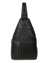 Load image into Gallery viewer, Teakwood Genuine Leather Cross Body Sling Messenger Black Bag
