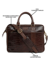 Load image into Gallery viewer, Unisex Brown Croco Texture Leather Bag