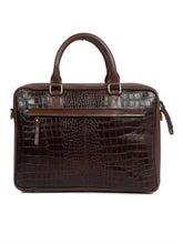 Load image into Gallery viewer, Unisex Brown Croco Texture Leather Bag