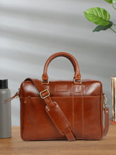 Load image into Gallery viewer, Unisex Tan Solid Leather Bag