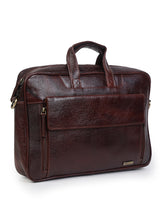 Load image into Gallery viewer, Unisex Brown Solid Genuine Leather Laptop Bag