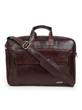 Load image into Gallery viewer, Unisex Brown Solid Genuine Leather Laptop Bag