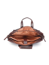 Load image into Gallery viewer, Unisex Brown Solid Genuine Leather Laptop Bag