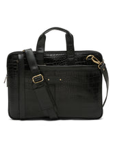 Load image into Gallery viewer, Unisex Black Textured Genuine Leather Laptop Bag