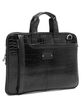 Load image into Gallery viewer, Unisex Black Textured Genuine Leather Laptop Bag
