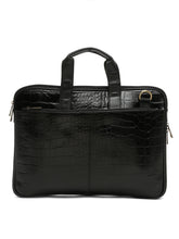 Load image into Gallery viewer, Unisex Black Textured Genuine Leather Laptop Bag