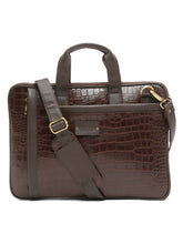Load image into Gallery viewer, Unisex Brown Textured Genuine Leather Laptop Bag
