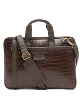 Load image into Gallery viewer, Unisex Brown Textured Genuine Leather Laptop Bag