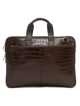 Load image into Gallery viewer, Unisex Brown Textured Genuine Leather Laptop Bag