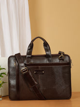 Load image into Gallery viewer, Unisex Brown Lizard Leather Structured laptop Bag