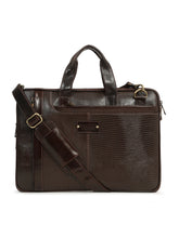 Load image into Gallery viewer, Unisex Brown Lizard Leather Structured laptop Bag