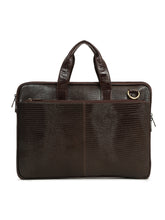 Load image into Gallery viewer, Unisex Brown Lizard Leather Structured laptop Bag