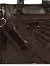 Load image into Gallery viewer, Unisex Brown Lizard Leather Structured laptop Bag