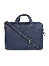 Load image into Gallery viewer, Teakwood Blue Solid Genuine Leather Laptop bag