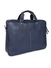 Load image into Gallery viewer, Teakwood Blue Solid Genuine Leather Laptop bag
