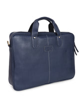 Load image into Gallery viewer, Teakwood Blue Solid Genuine Leather Laptop bag