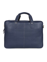 Load image into Gallery viewer, Teakwood Blue Solid Genuine Leather Laptop bag