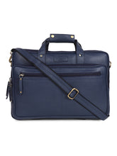 Load image into Gallery viewer, Teakwood Blue Solid Genuine Leather Laptop bag
