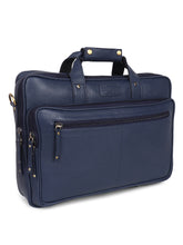 Load image into Gallery viewer, Teakwood Blue Solid Genuine Leather Laptop bag