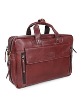 Load image into Gallery viewer, Teakwood Brown Solid Genuine Leather Laptop Bag