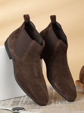 Load image into Gallery viewer, Men's Brown Suede Leather Mid-Top Chelsea Boots