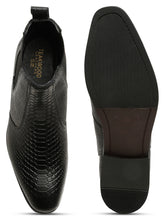 Load image into Gallery viewer, Men's Croco Texture Black Leathers Boots
