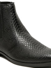 Load image into Gallery viewer, Men's Croco Texture Black Leathers Boots