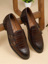 Load image into Gallery viewer, Men's Brown Leather Textured Slip-On Shoes