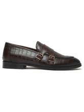 Load image into Gallery viewer, Men's Brown Leather Textured Slip-On Shoes