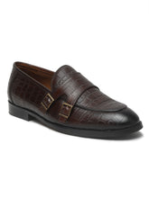Load image into Gallery viewer, Men's Brown Leather Textured Slip-On Shoes