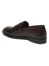 Load image into Gallery viewer, Men's Brown Leather Textured Slip-On Shoes